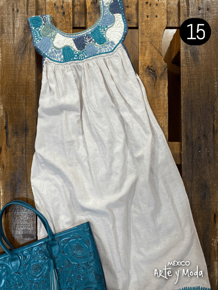 Vestido Aguacatenango Lino - MÉXICO ARTE Y MODA - Vestido Bordado