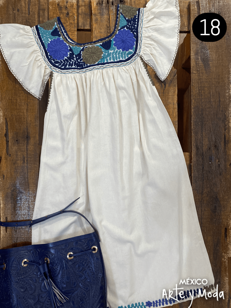 Vestido Aguacatenango Lino - MÉXICO ARTE Y MODA - Vestido Bordado