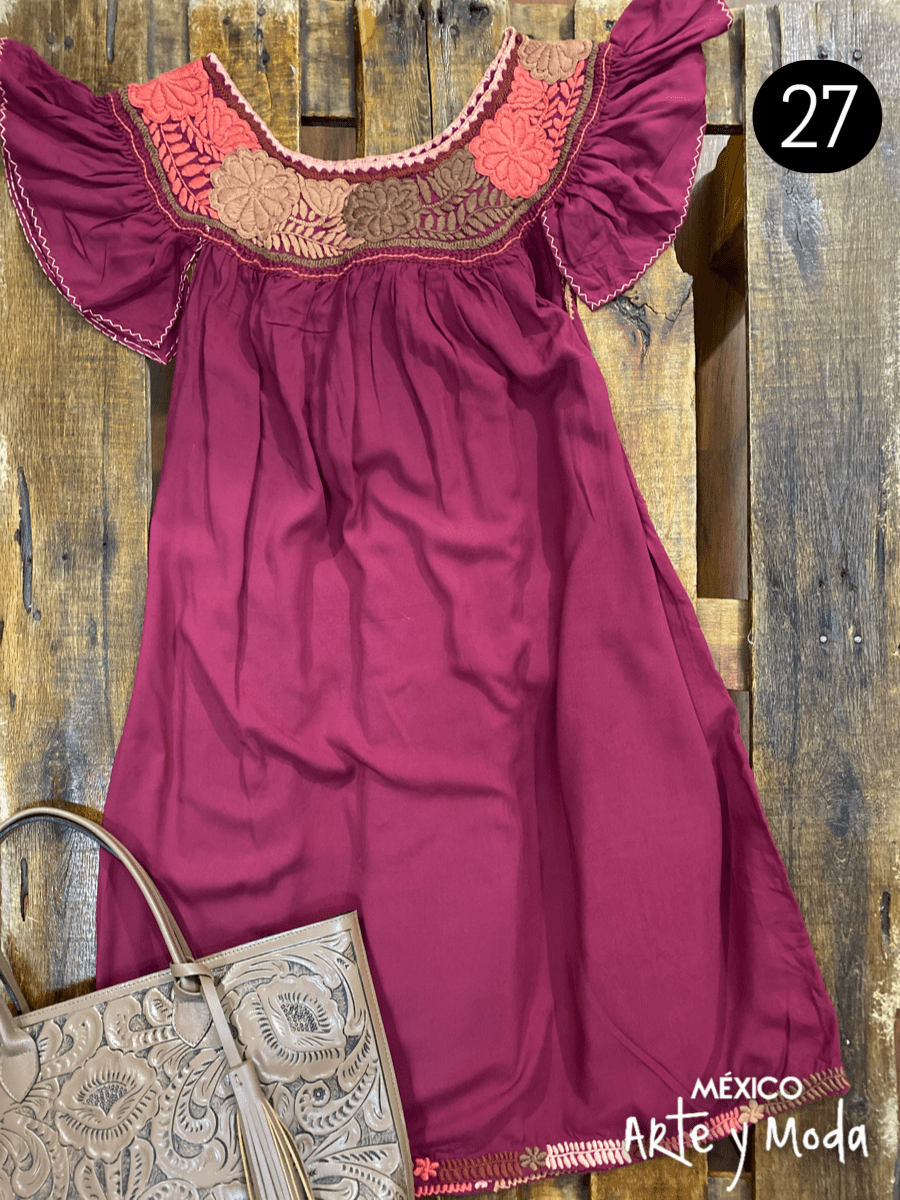 Vestido Aguacatenango Rayon - MÉXICO ARTE Y MODA - Vestido Bordado