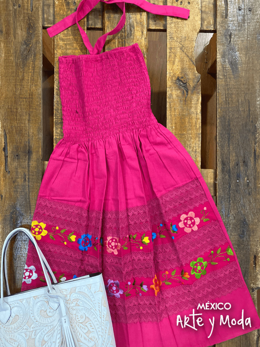 Vestido Campana Halter - MÉXICO ARTE Y MODA - Vestido Bordado