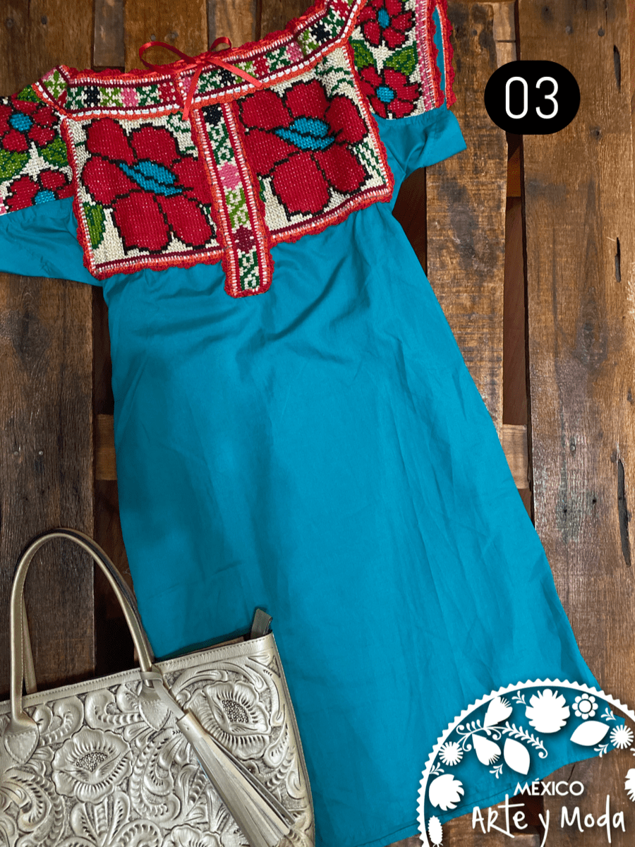 Vestido Chatina Corto - MÉXICO ARTE Y MODA - Vestido Bordado