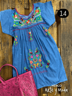 Vestido Coco Mezclilla - MÉXICO ARTE Y MODA - Vestido Bordado
