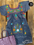 Vestido Coco Mezclilla - MÉXICO ARTE Y MODA - Vestido Bordado
