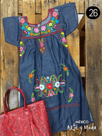 Vestido Coco Mezclilla - MÉXICO ARTE Y MODA - Vestido Bordado