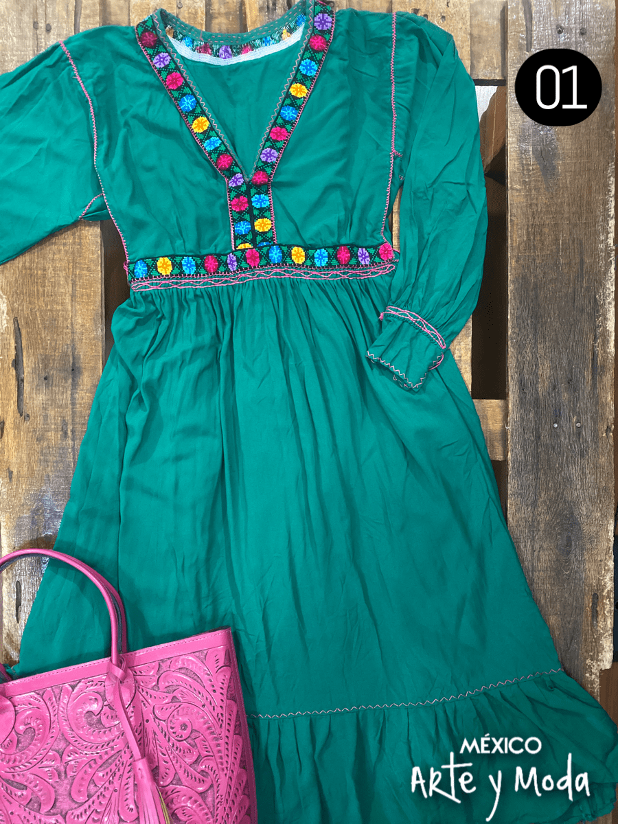 Vestido Cruz Rayon - MÉXICO ARTE Y MODA - Vestido Bordado