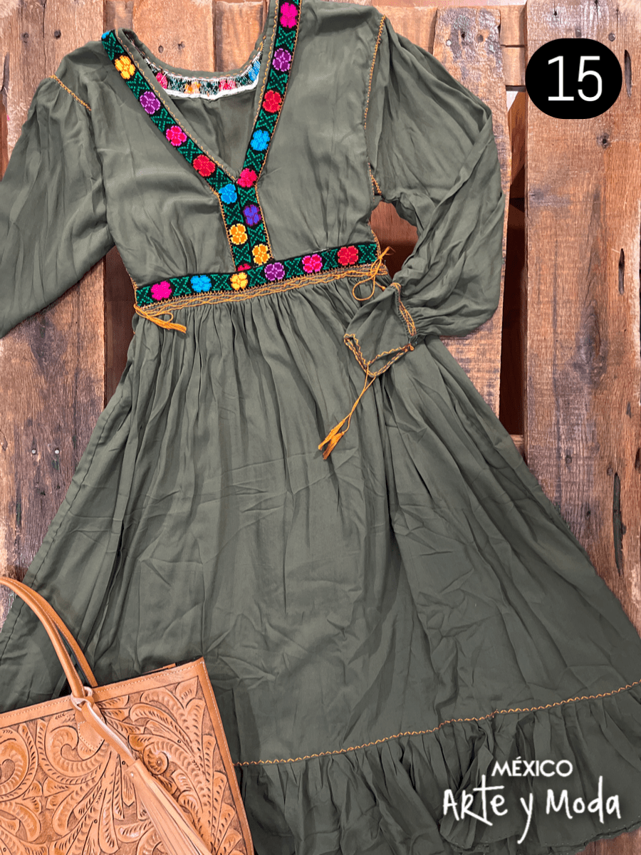 Vestido Cruz Rayon - MÉXICO ARTE Y MODA - Vestido Bordado