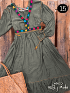 Vestido Cruz Rayon - MÉXICO ARTE Y MODA - Vestido Bordado