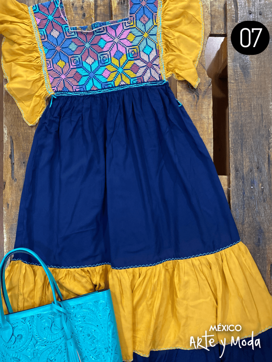 Vestido Estrella Rayon - MÉXICO ARTE Y MODA - Vestido Bordado