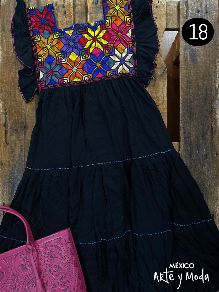 Vestido Estrella Rayon - MÉXICO ARTE Y MODA - Vestido Bordado