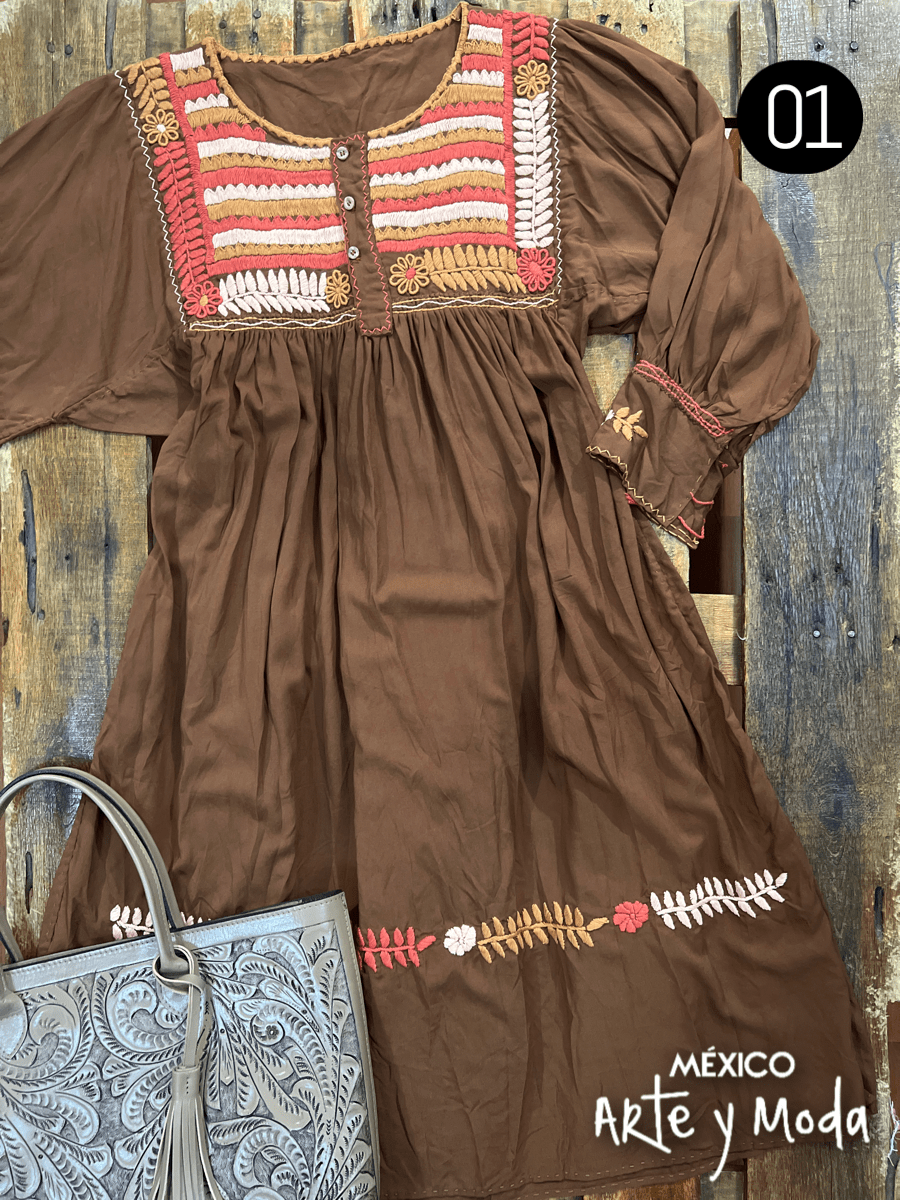 Vestido Helecho Rayon - MÉXICO ARTE Y MODA - Vestido Bordado