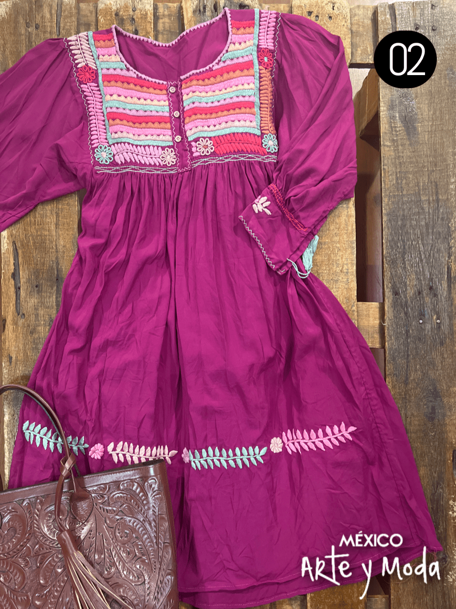 Vestido Helecho Rayon - MÉXICO ARTE Y MODA - Vestido Bordado