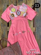 Vestido Imperio Rococo Lino - MÉXICO ARTE Y MODA - Vestido Bordado