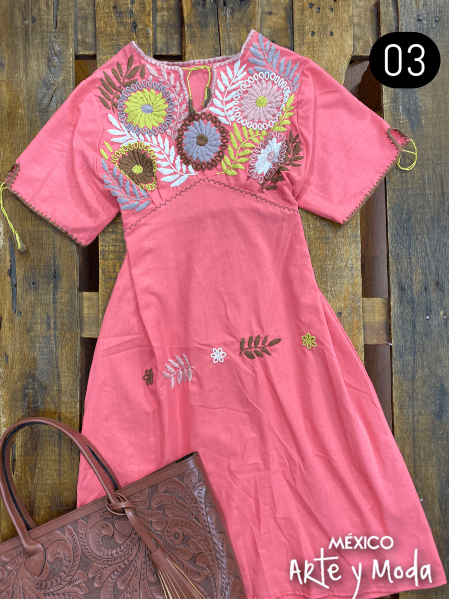 Vestido Imperio Rococo Lino - MÉXICO ARTE Y MODA - Vestido Bordado