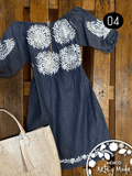 Vestido Jareta Denim - MÉXICO ARTE Y MODA - Vestido Bordado