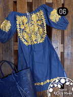 Vestido Jareta Denim - MÉXICO ARTE Y MODA - Vestido Bordado
