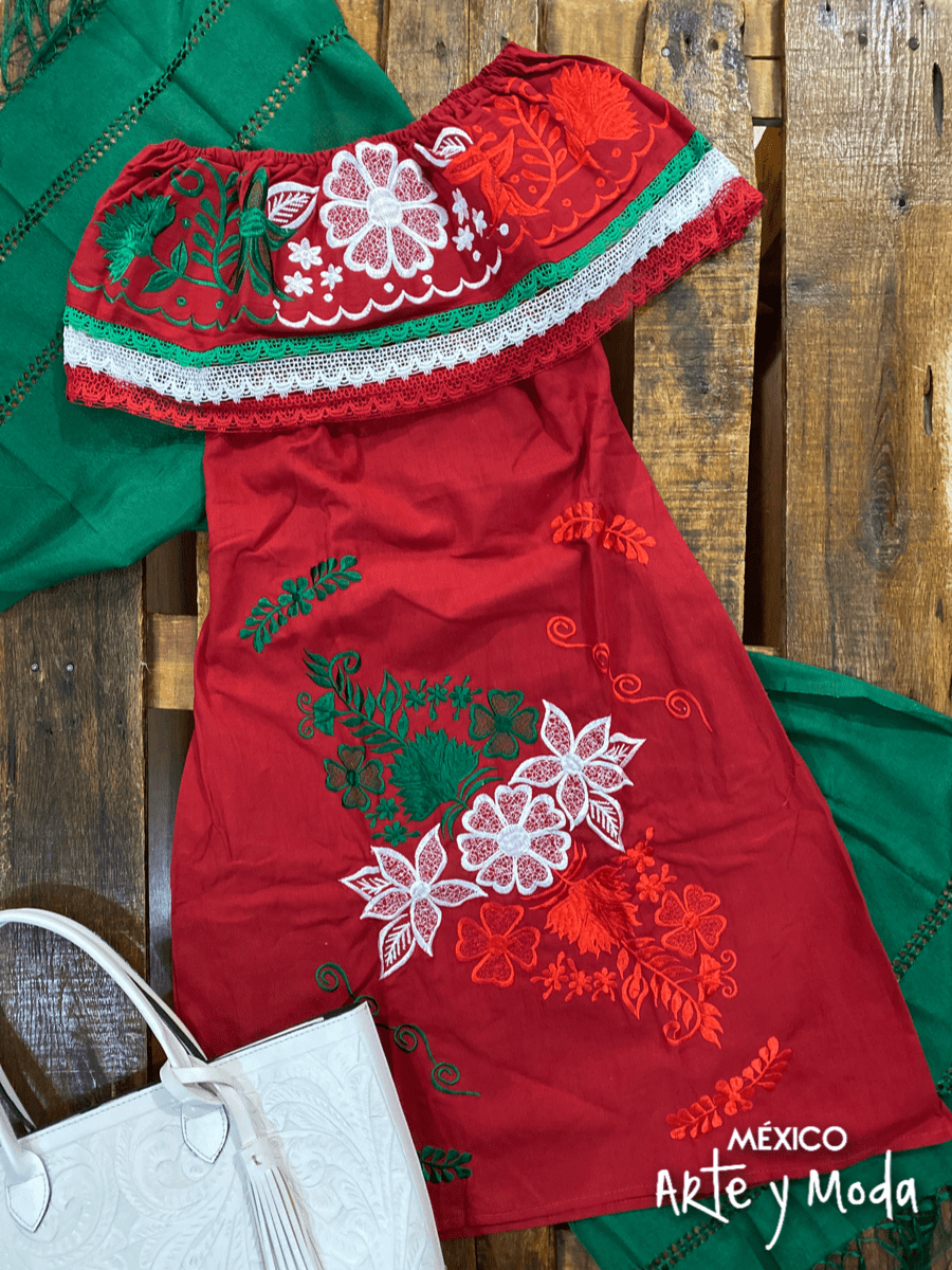 Vestido Kimono Patria - MÉXICO ARTE Y MODA - Vestido Bordado