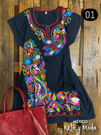 Vestido Kimono Pavorreal - MÉXICO ARTE Y MODA - Vestido Bordado