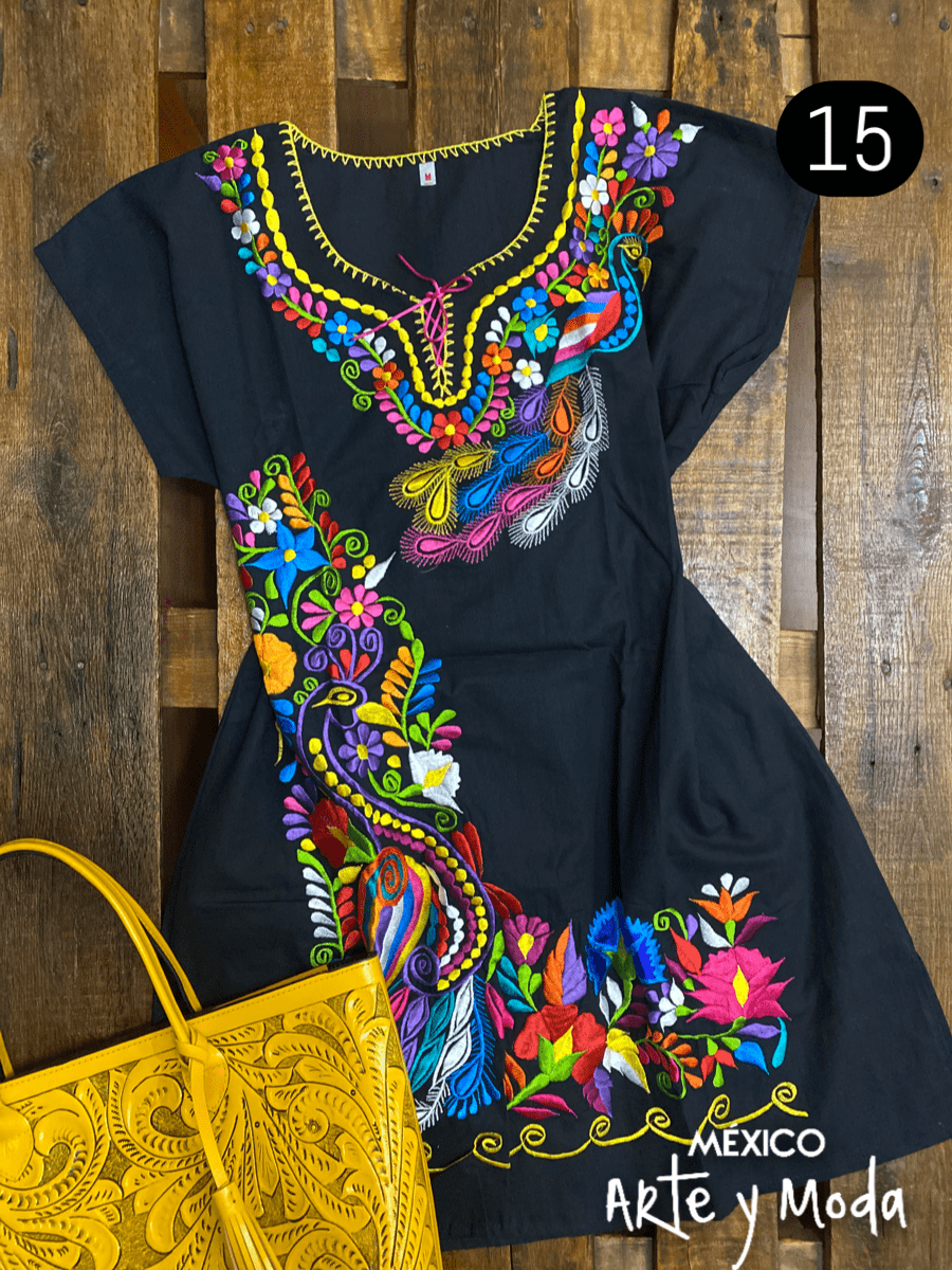 Vestido Kimono Pavorreal - MÉXICO ARTE Y MODA - Vestido Bordado