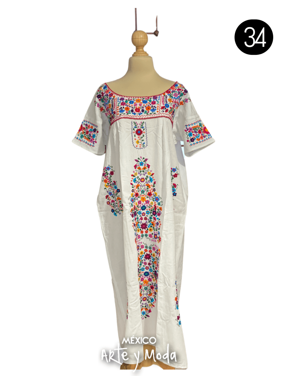 Vestido Ornamental Tehuacana - MÉXICO ARTE Y MODA - Vestido Bordado