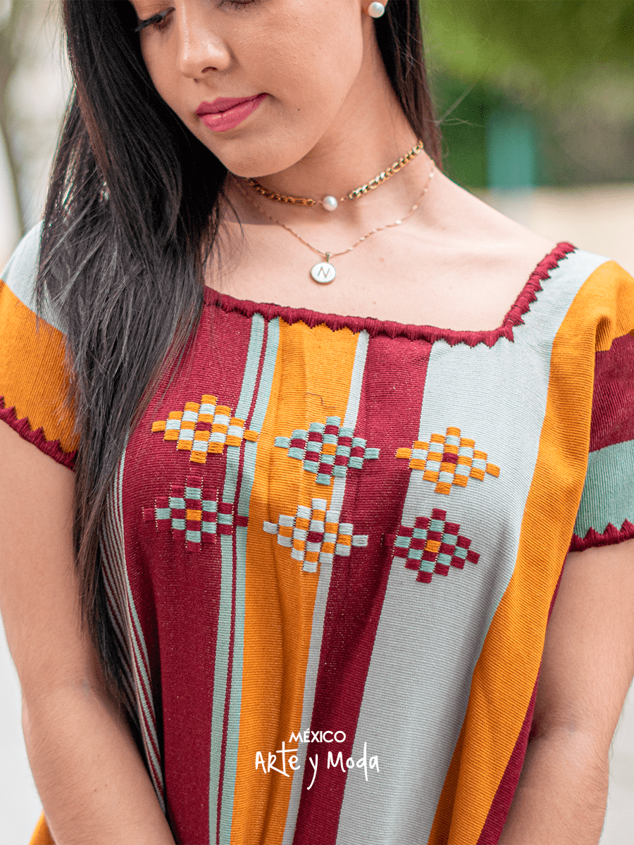 Vestido Oxchuc - MÉXICO ARTE Y MODA - Vestido Bordado