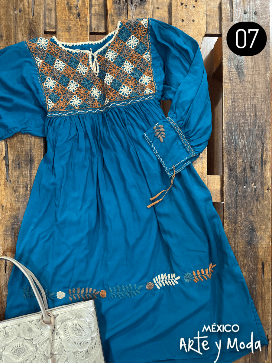 Vestido Rococo Rayon - MÉXICO ARTE Y MODA - Vestido Bordado