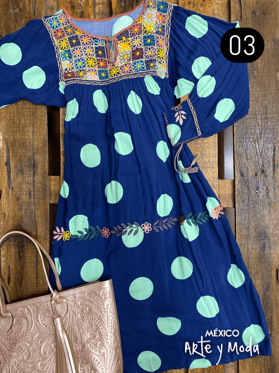 Vestido Rococo Rayon - MÉXICO ARTE Y MODA - Vestido Bordado