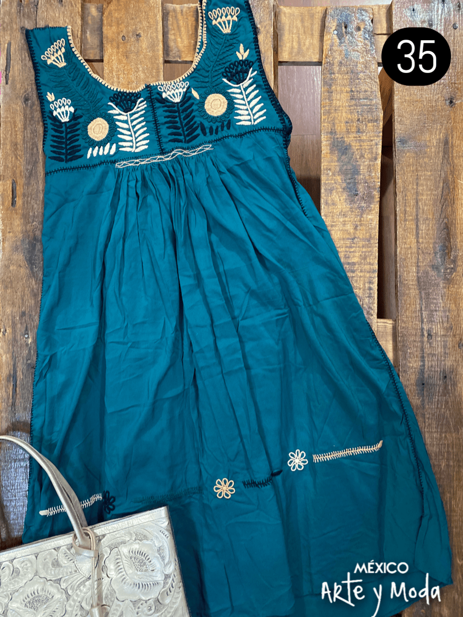 Vestido Rococo Rayon - MÉXICO ARTE Y MODA - Vestido Bordado