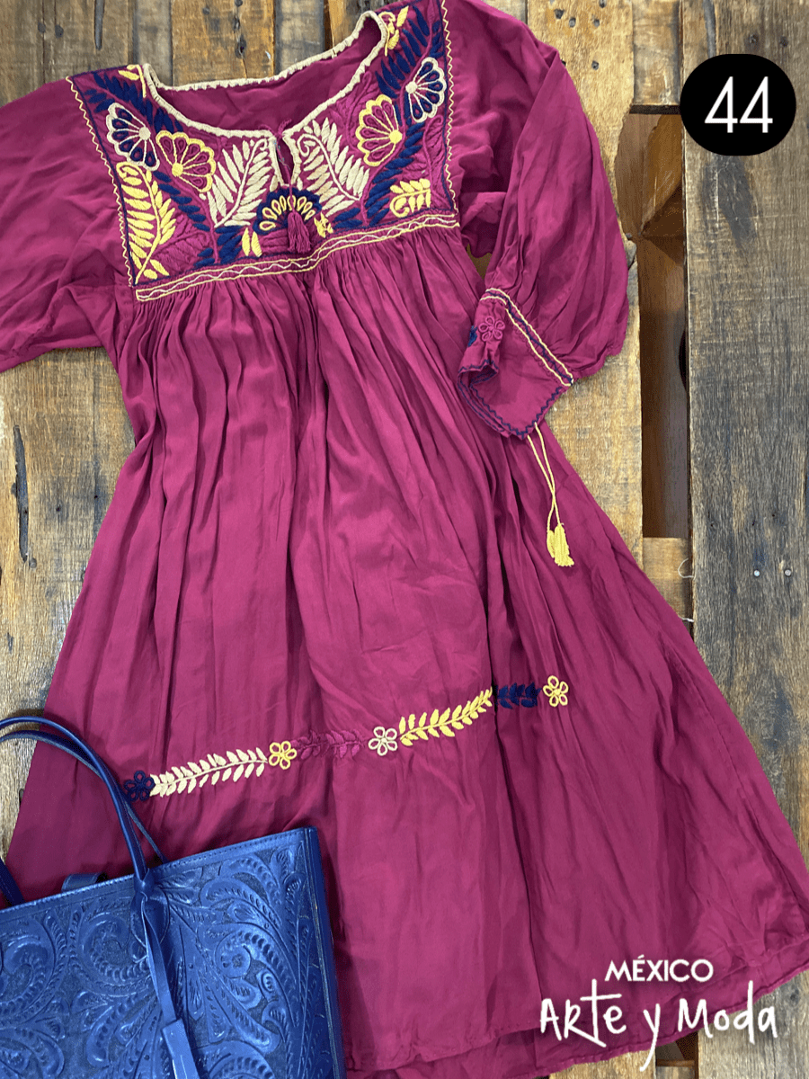 Vestido Rococo Rayon - MÉXICO ARTE Y MODA - Vestido Bordado