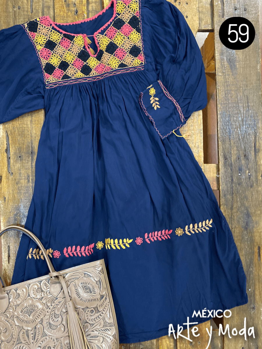 Vestido Rococo Rayon - MÉXICO ARTE Y MODA - Vestido Bordado