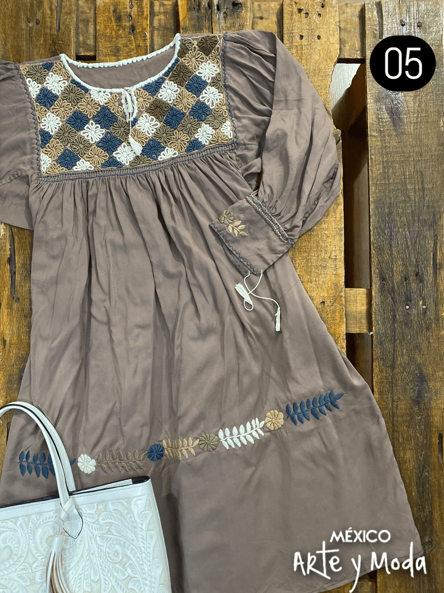 Vestido Rococo Rayon - MÉXICO ARTE Y MODA - Vestido Bordado