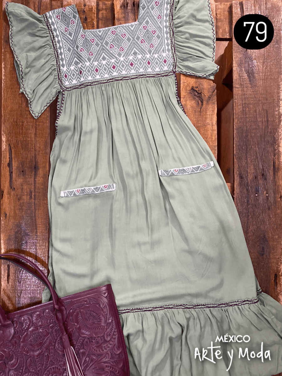 Vestido San Andres Rayon - MÉXICO ARTE Y MODA - Vestido Bordado