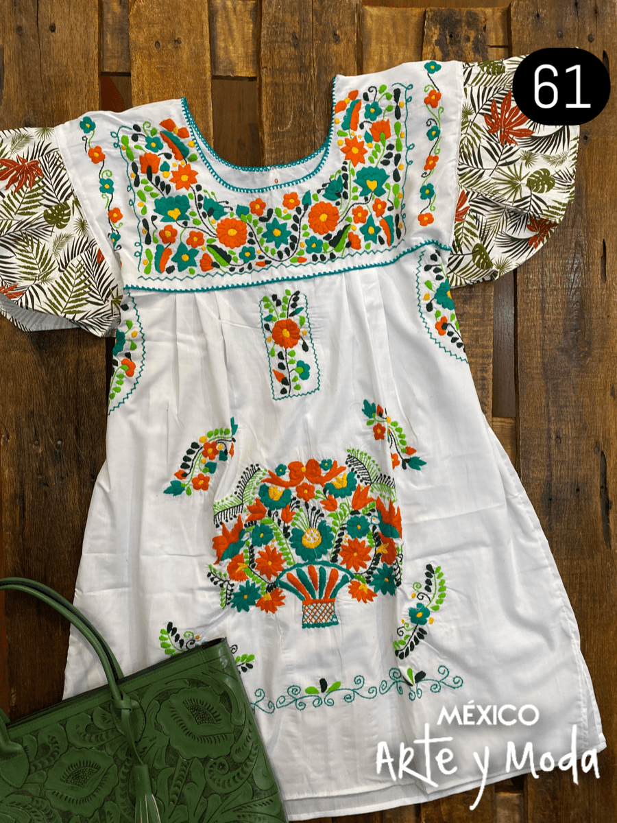 Vestido Tehuacan Fusion - MÉXICO ARTE Y MODA - Vestido Bordado