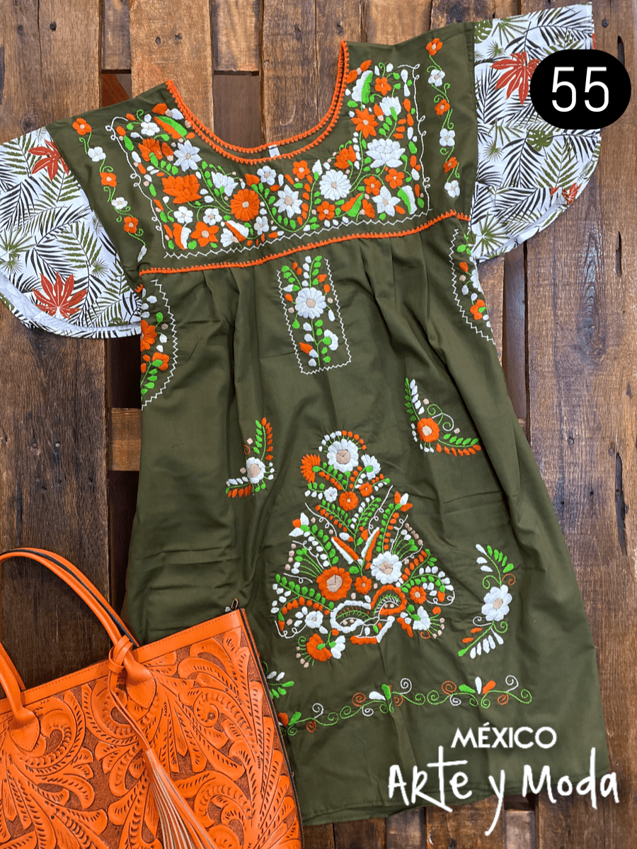 Vestido Tehuacan Fusion - MÉXICO ARTE Y MODA - Vestido Bordado