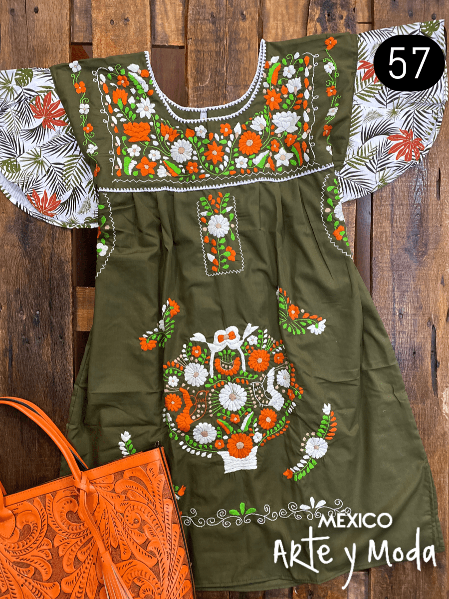 Vestido Tehuacan Fusion - MÉXICO ARTE Y MODA - Vestido Bordado