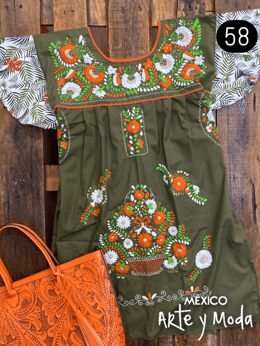Vestido Tehuacan Fusion - MÉXICO ARTE Y MODA - Vestido Bordado