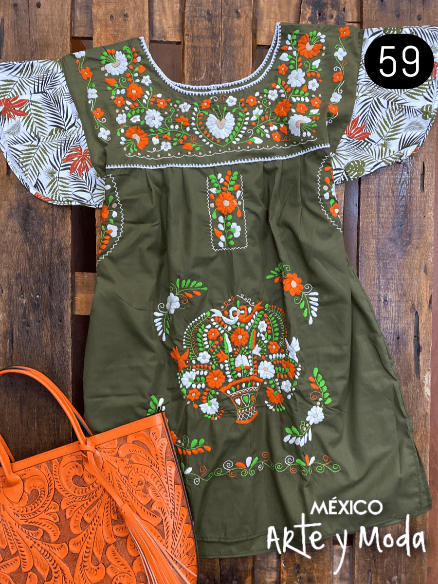 Vestido Tehuacan Fusion - MÉXICO ARTE Y MODA - Vestido Bordado