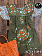 Vestido Tehuacan Fusion - MÉXICO ARTE Y MODA - Vestido Bordado