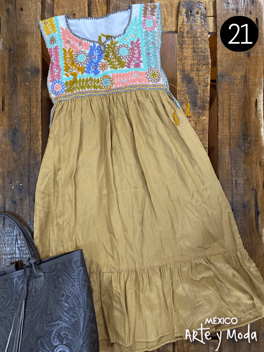 Vestido Teopisca Fino - MÉXICO ARTE Y MODA - Vestido Bordado