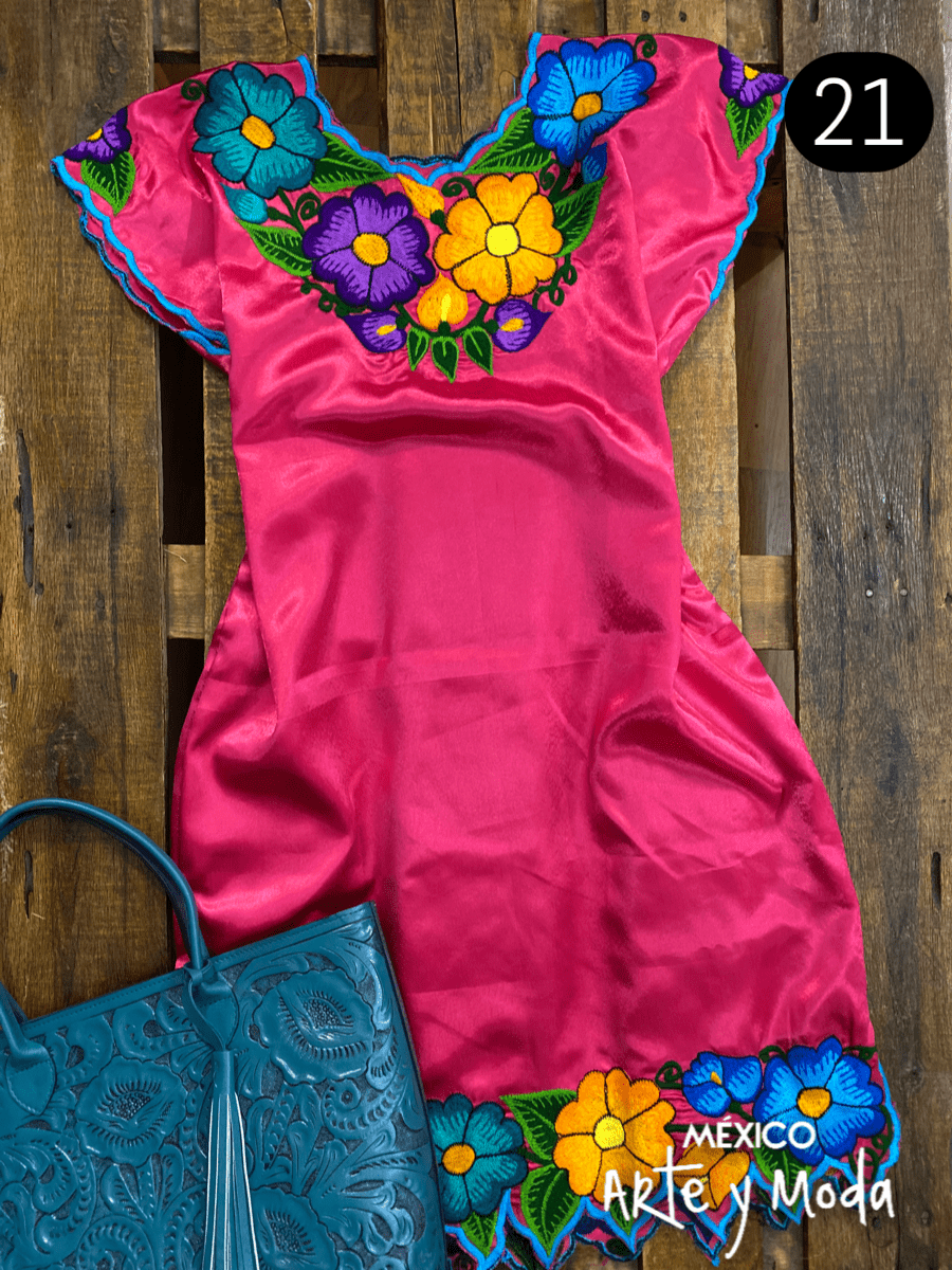 Vestido Zinac Satín - MÉXICO ARTE Y MODA - Vestido Bordado