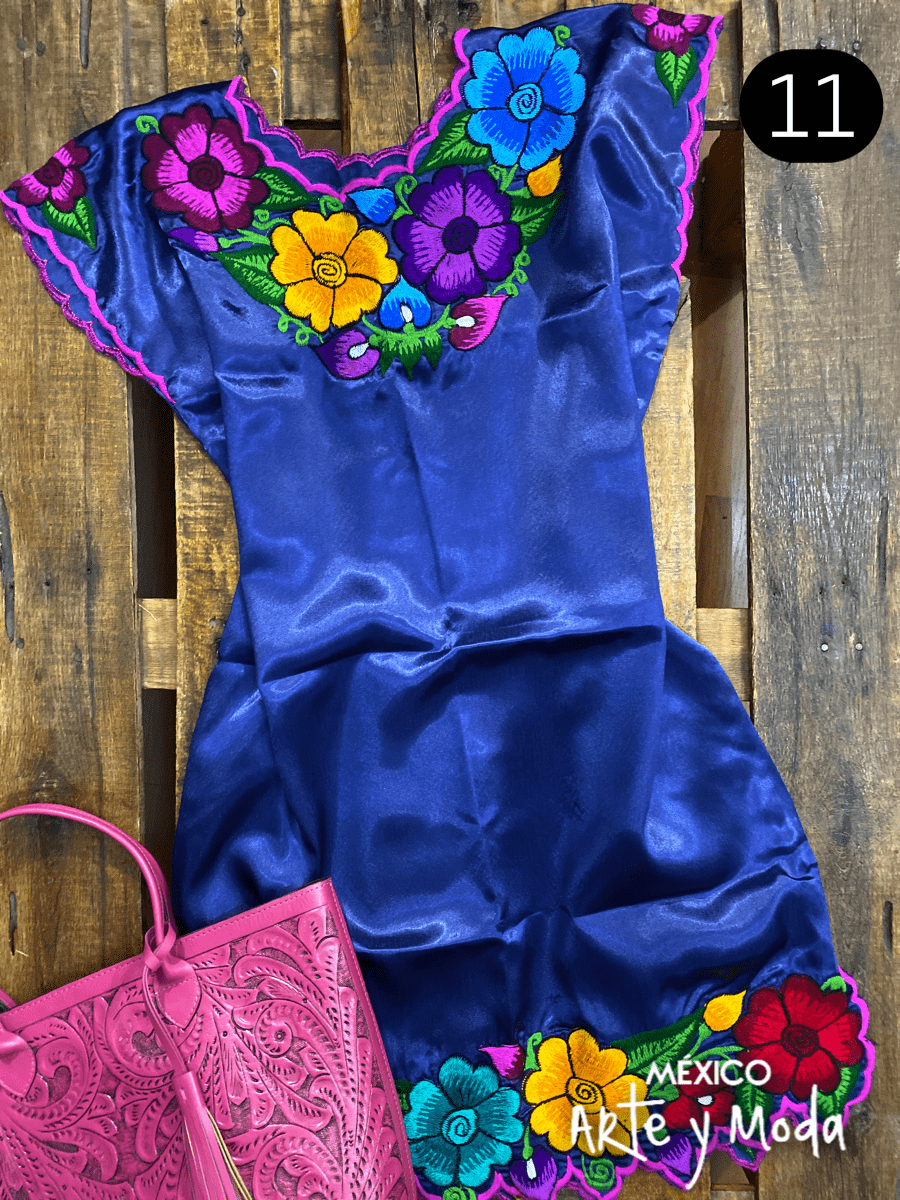 Vestido Zinac Satín - MÉXICO ARTE Y MODA - Vestido Bordado