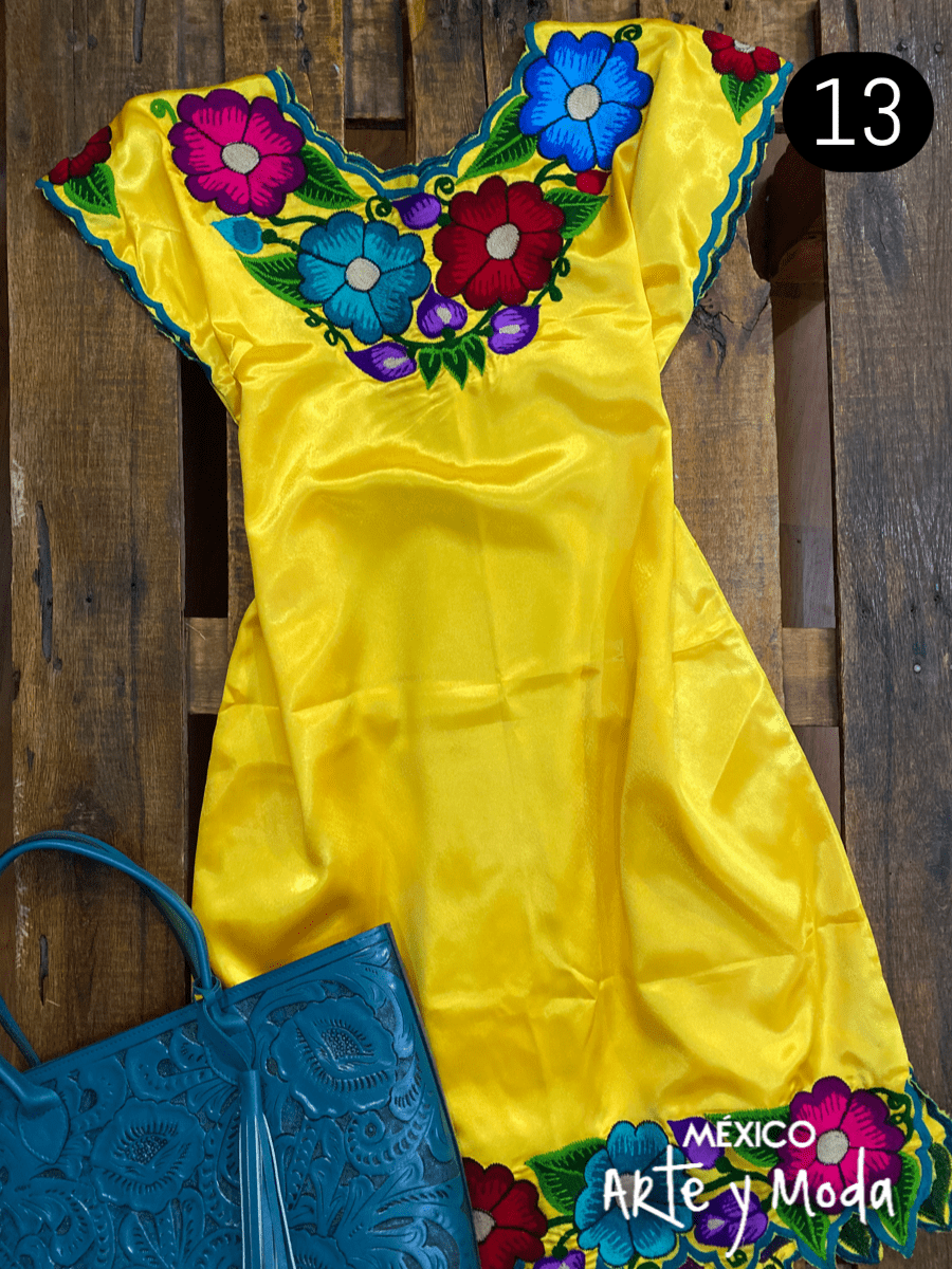 Vestido Zinac Satín - MÉXICO ARTE Y MODA - Vestido Bordado
