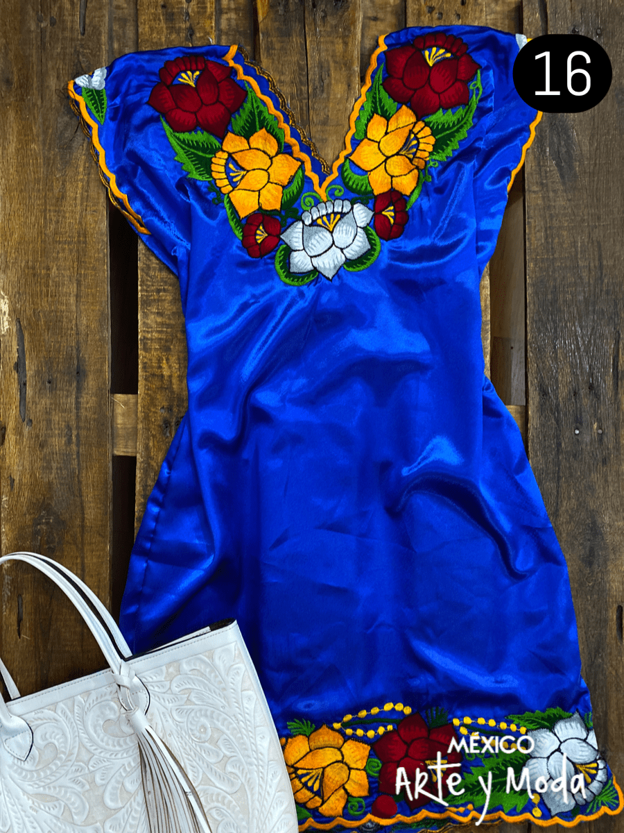 Vestido Zinac Satín - MÉXICO ARTE Y MODA - Vestido Bordado
