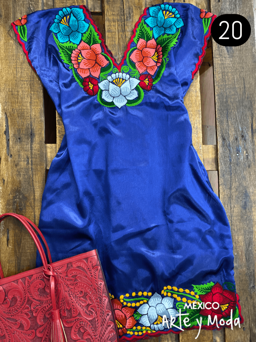 Vestido Zinac Satín - MÉXICO ARTE Y MODA - Vestido Bordado